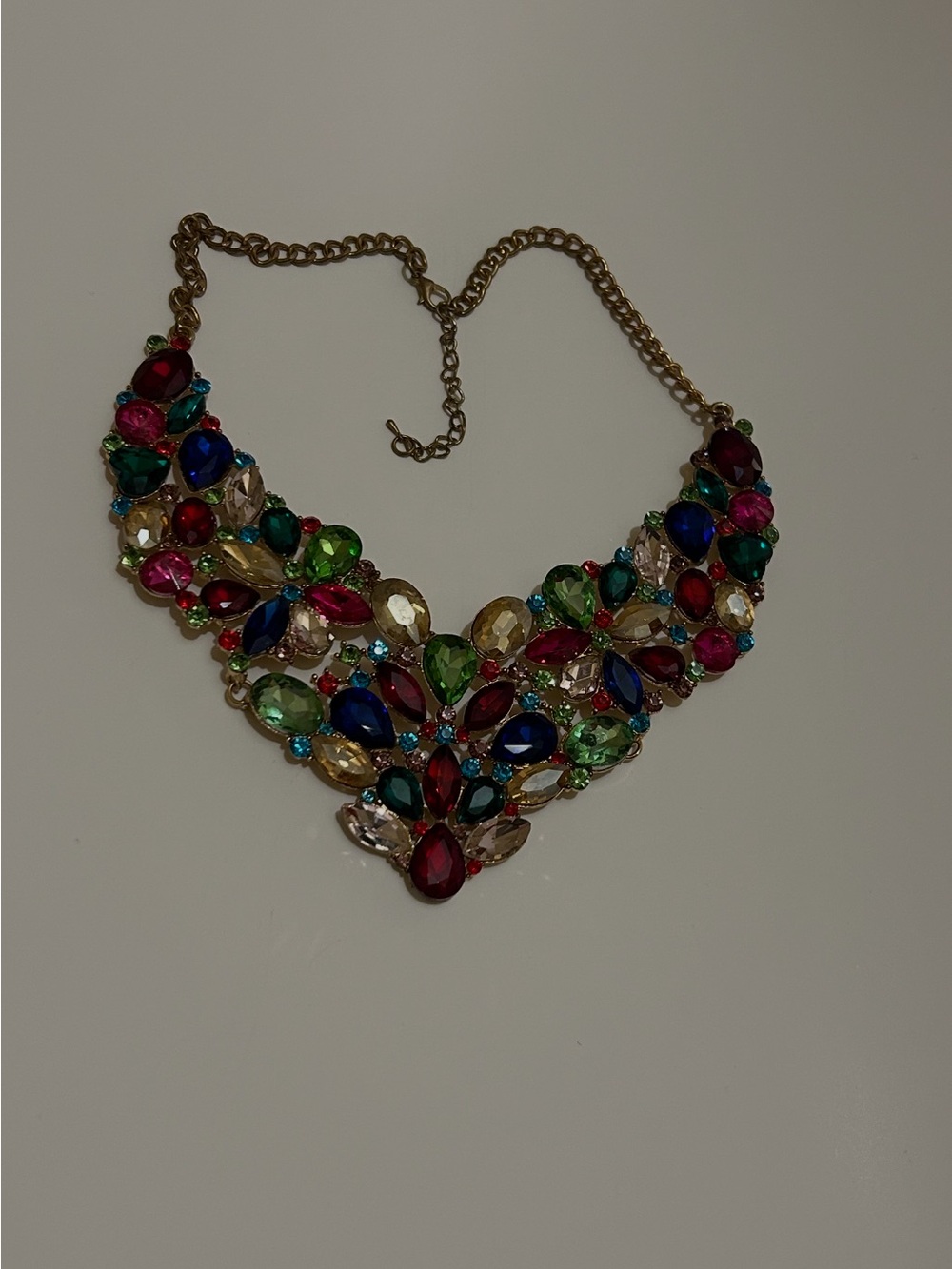 Multicolor Gem Statement Bib Necklace